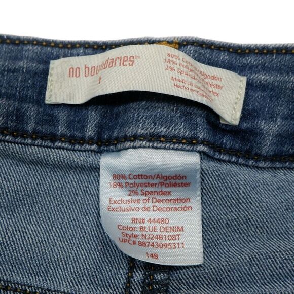 No Boundaries Shorts Juniors Size 1 W26 Blue Jean Distressed Denim Stretch - Picture 6 of 7